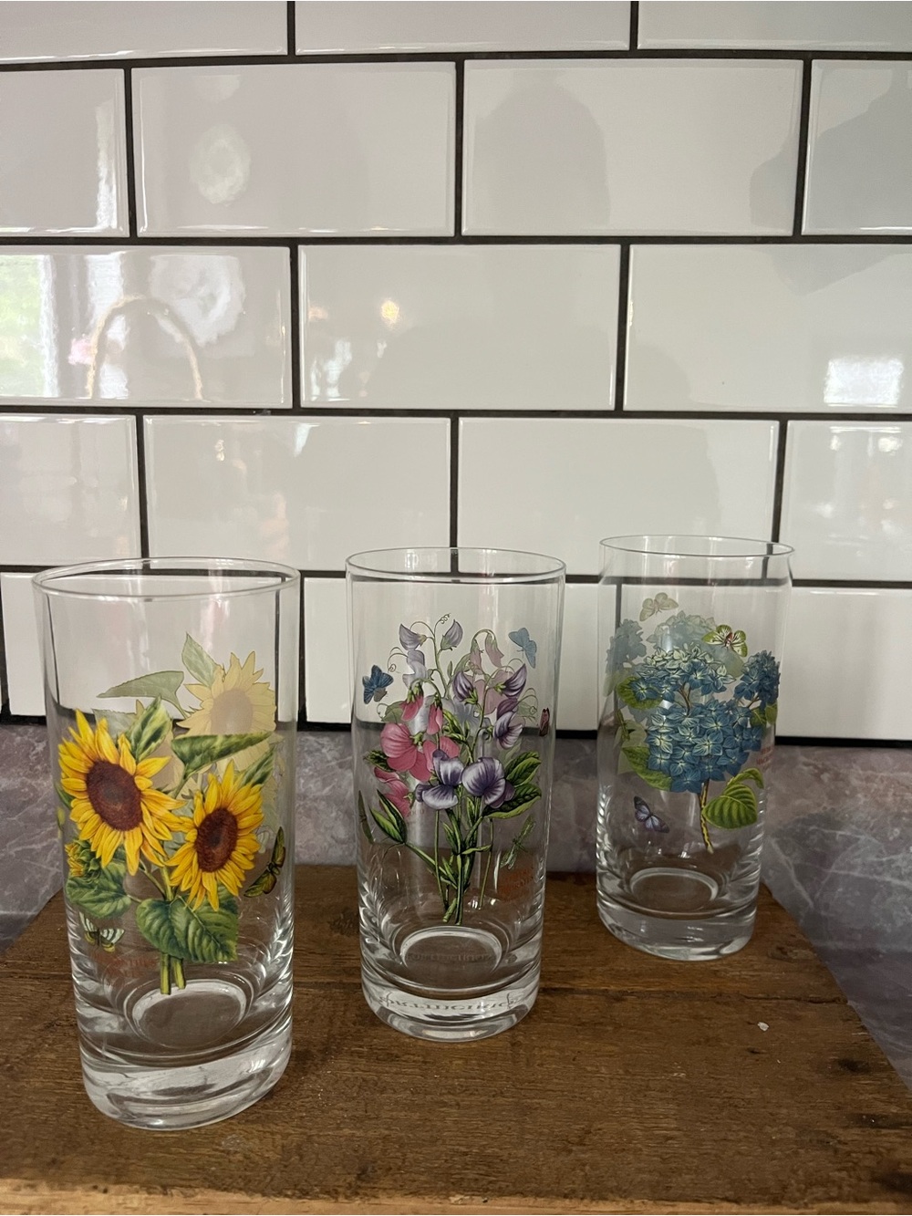 Vintage Style Floral Botanical Tumbler Glasses | Set of 3